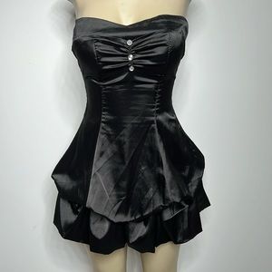 Fe USA small black satin puff dress